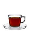 Pasabahce Carre Tea Coffee Cup & Saucer, Set Of 6