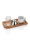 4-Piece Turkish Coffee Set With Wooden Saucer, Set Of 2