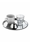 4-Piece Cappucino Set With Steel Tray, Set Of 2