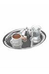 4-Piece Turkish Coffee Set With Oval Steel Tray, Set Of 2